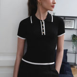 Linea | Women Polo Top With Cotton Contrast Trim