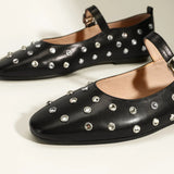 Evelyn | Women's Studded Mary Janes: Crystals &amp; Strap