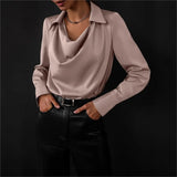 Avery | Women Top With DrapedCowl PolyesterSilk