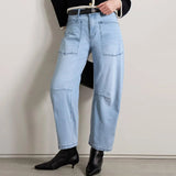 Ophelia | Women's Barrel Leg Denim Pants with High Rise