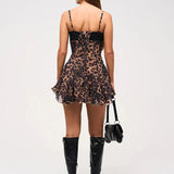 Lucienne | Women's Leopard Print A-Line Mini Dress with Slim Fit Silhouette