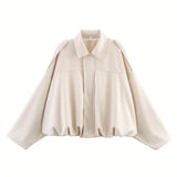 Wendy | Women's Suede Overshirt with Structured Lapel and Hidden Zip Closure