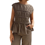 Elodie | Women Top With Ruched Bodice Peplum Hem