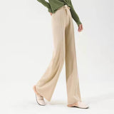 Sandrine | Women's Merino Wool Wide Leg Trousers with High Waist