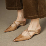 Delphine | Women's Mules with Leather Upper and Open-Toe