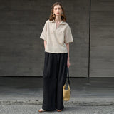 Eleanor | Women Top With Linen Open Collar
