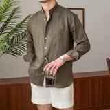 Isidore | Men's Cotton Linen Stand Collar Shirt