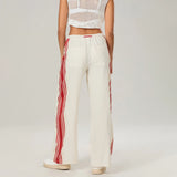 Kyla | Women's High Waist Striped Cotton Pants with Elastic Waist