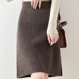 Camilla | Women's Skirt with Ribbed Texture and Midi Length