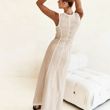 Mireya | Women's Ribbed Knit Maxi Dress with Contrast Seam Detail