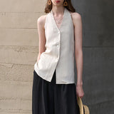 Juniper | Women Top With Linen Halter Neck