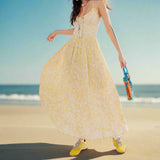 Marlowe | Women's Floral Maxi Dress with Ruched Bodice and Spaghetti Straps