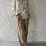 Lily | Women Shirt With Linen Pleated Texture