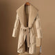 Lillian | Women's Long Duck Down Coat with Wool Shawl Collar and Belted Waist