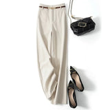 Annabelle | Women's High Waist Wide Leg Wool Blend Trousers