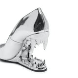 Annalise | Women's Panther Teeth Pumps with Metallic Finish