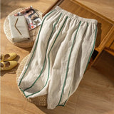 Haven | Women's Linen Pants with Contrast Stripe Detail