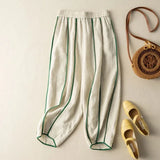Haven | Women's Linen Pants with Contrast Stripe Detail