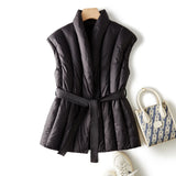 Jordan | Women's Quilted Duck Down Vest with Belted Waist