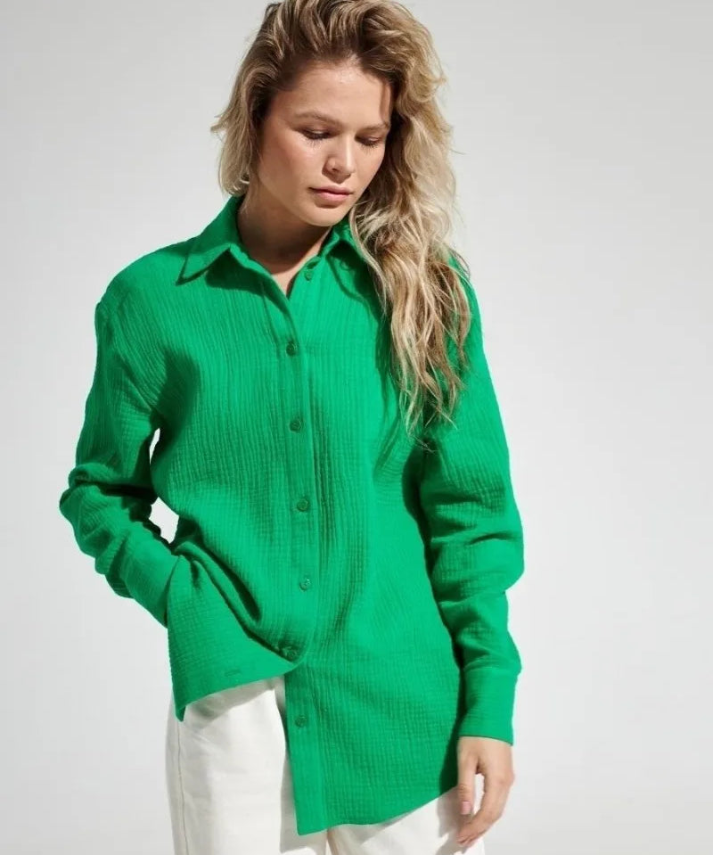Langley | Women Shirt With Cotton Crinkle Fabric