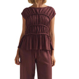 Elodie | Women Top With Ruched Bodice Peplum Hem