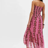 Margot | Women's Floral Print Midi Dress with Smocked Bodice
