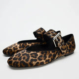 Liora | Women Flats with Buckle and Leopard Print