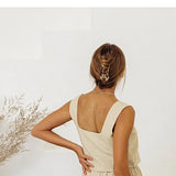 Calla | Women's Pants with Ruffled Waistband and Tie Belt