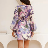 Elisa | Women's Wrap Midi Dress with Painterly Print