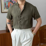 Isidore | Men's Cotton Linen Stand Collar Shirt
