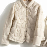 Natalie | Women's Chevron Quilted Duck Down Jacket with Snap Button Closure
