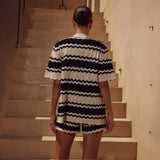 Camille | Women's Knit Two Piece Set Lapel Shorts