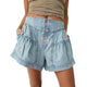 Francesca | Women's Shorts with Button Waist and Ruched Panels