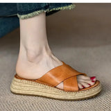 Sorella | Women's Sandals with Woven Leather and Platform