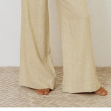 Calla | Women's Pants with Ruffled Waistband and Tie Belt