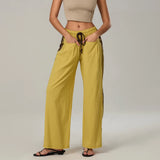 Kyla | Women's High Waist Striped Cotton Pants with Elastic Waist