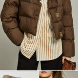 Veyra | Women's Quilted Cropped Jacket with High Neck and Bold Front Clasps