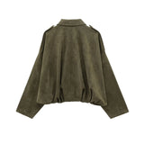 Wendy | Women's Suede Overshirt with Structured Lapel and Hidden Zip Closure