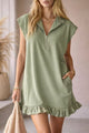 Elise | Women's T-Shirt Dress with Half Zip Collar and Ruffle Hem