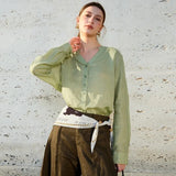 Nova | Women Shirt With Ramie Blend V Neck
