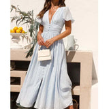 Juliette | Women's A-Line Maxi Sundress with Button Front