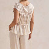 Elodie | Women Top With Ruched Bodice Peplum Hem