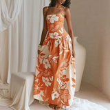 Joséphine | Women's Pleated Backless Maxi Dress with Cutout Detail