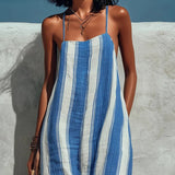 Greta | Women's Wide Leg Halter Jumpsuit with Stripe Print