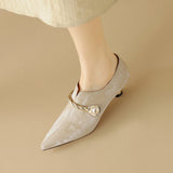 Ellen | Women Mid-Heels with Pointed Toe and Metallic-Accents