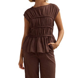 Elodie | Women Top With Ruched Bodice Peplum Hem