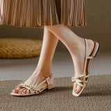 Marinette | Women's Flats with Bow Straps and Open-Toe