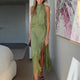 Isabelle | Women's Satin Lace Halter Dress