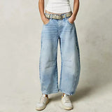 Arabella | Women's Mid Waist Wide Leg Jeans with Ankle Length