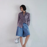 Lily | Women Shirt With Linen Pleated Texture
